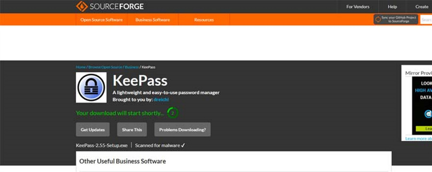 Sourceforge Downloadseite