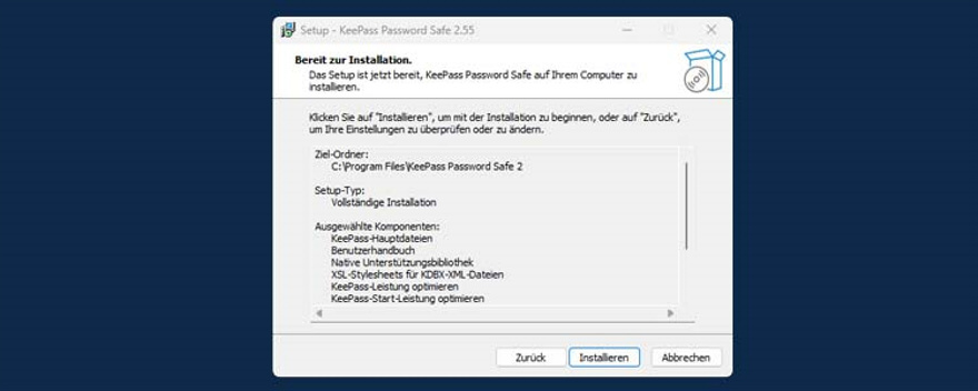 Setup Bereit zur Installation