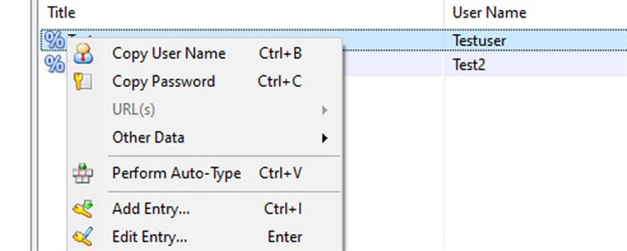 KeePass Kontextmenü