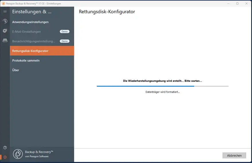 Rettungsdatentraeger wird formatiert