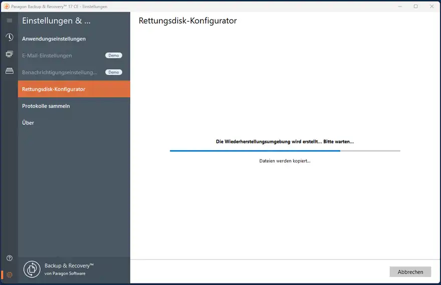 Dateien fuer Rettungsdatentraeger werden kopiert