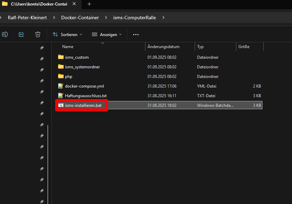 isms-installation.bat Datei