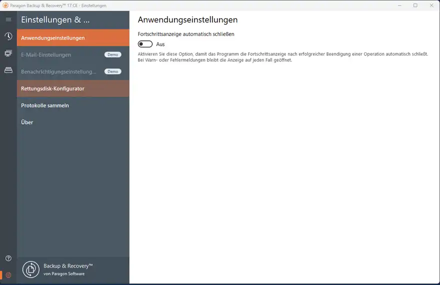 Paragon Rettungsdisk Konfigurator aufrufen