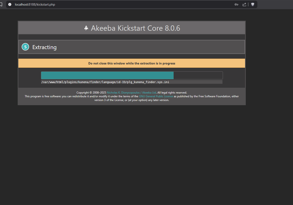 Akeeba Backup Ordner extrahieren