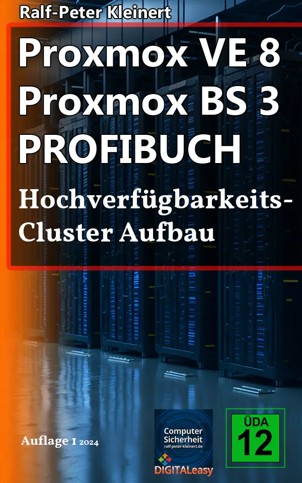 Klickbares Buchcover mit Link zum Amazon E-Book Proxmox VE 8 Praxisbuch